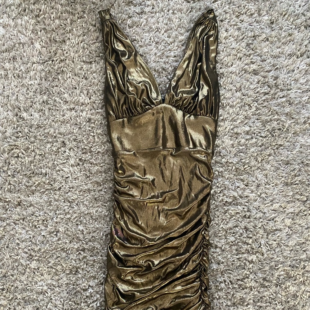 BEBE Gold Mini Dress Size S - Pre Owned